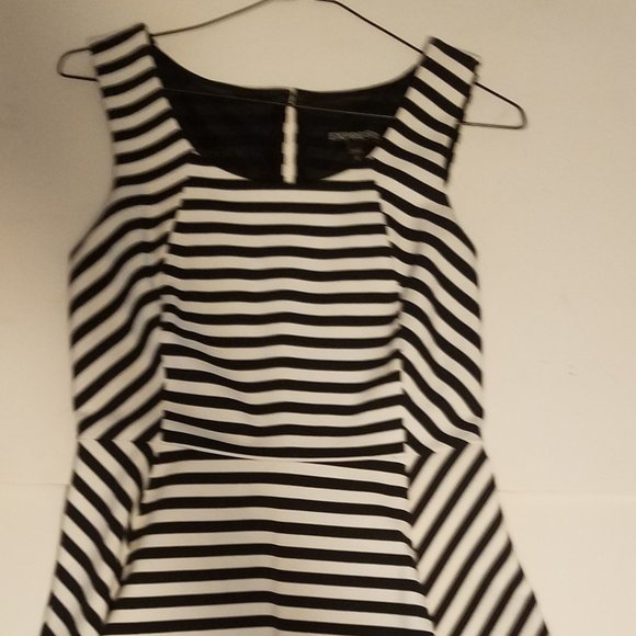 Express Black & White Striped Dress - Picture 1 of 5